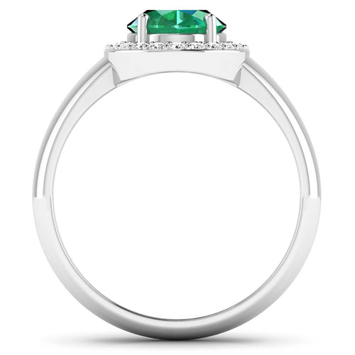 Bids.com 1.87 Carat Genuine Zambian Emerald and White Diamond 14K White Gold Ring Rings White Smoke size 6.00,size 7.00,size 8.00,size 9.00