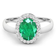 Bids.com 1.87 Carat Genuine Zambian Emerald and White Diamond 14K White Gold Ring Rings White Smoke size 6.00,size 7.00,size 8.00,size 9.00