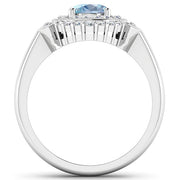 Bids.com 1.57 Carat Genuine Aquamarine and White Diamond 14K White Gold Ring Rings White Smoke size 6.00,size 7.00,size 8.00,size 9.00