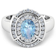 Bids.com 1.57 Carat Genuine Aquamarine and White Diamond 14K White Gold Ring Rings White Smoke size 6.00,size 7.00,size 8.00,size 9.00