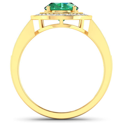 Bids.com 1.87 Carat Genuine Zambian Emerald and White Diamond 14K Yellow Gold Ring Rings White Smoke size 6.00,size 7.00,size 8.00,size 9.00,size 5.00