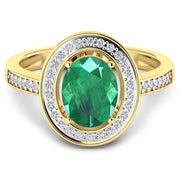 Bids.com 1.87 Carat Genuine Zambian Emerald and White Diamond 14K Yellow Gold Ring Rings White Smoke size 6.00,size 7.00,size 8.00,size 9.00,size 5.00