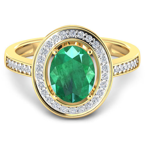 Bids.com 1.87 Carat Genuine Zambian Emerald and White Diamond 14K Yellow Gold Ring Rings White Smoke size 6.00,size 7.00,size 8.00,size 9.00,size 5.00