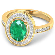 Bids.com 1.87 Carat Genuine Zambian Emerald and White Diamond 14K Yellow Gold Ring Rings White Smoke size 6.00,size 7.00,size 8.00,size 9.00,size 5.00