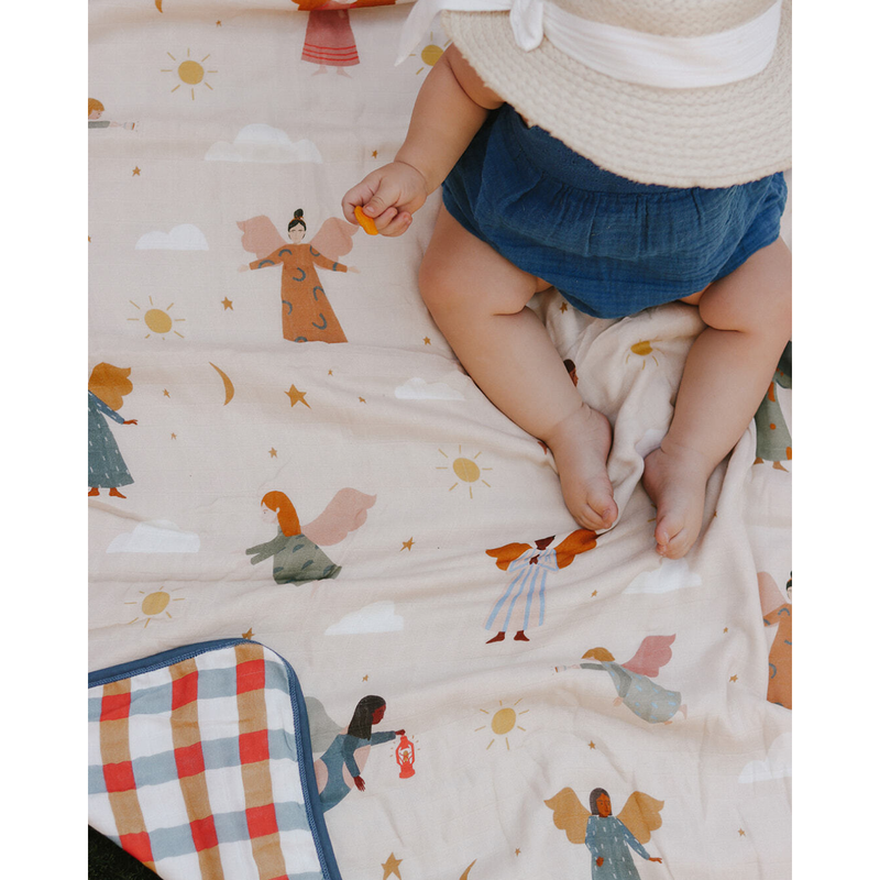 Be A Heart Guardian Angels Deluxe Muslin Baby Blanket Quilt Swaddling & Receiving Blankets Gray