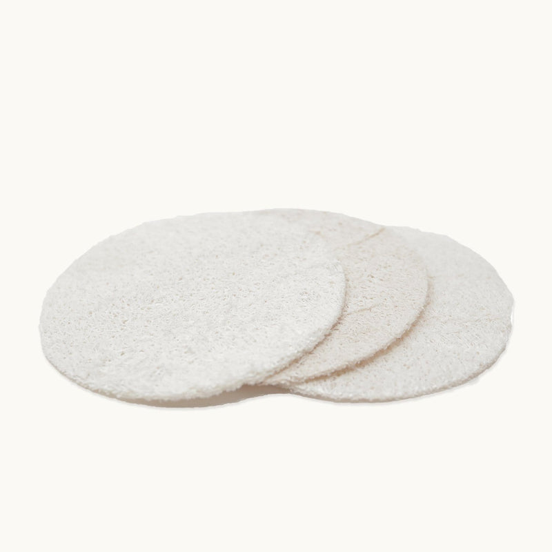 ZeroWasteStore.com Loofah Facial Disc Pack- Exfoliating Loofah Sponge, Round Loofah Disc Skin Care Antique White 5-Pack,10-Pack