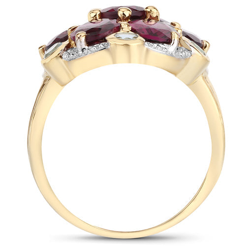 Bids.com 11.22 Carat Genuine Rhodolite and Blue Topaz .925 Sterling Silver Ring Rings White Smoke size 9.00,size 5.00,size 6.00,size 7.00,size 8.00