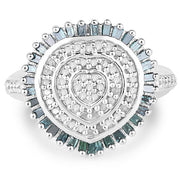 Bids.com 0.74 Carat Genuine White Diamond and Green Diamond .925 Sterling Silver Ring Rings White Smoke size 6.00,size 7.00,size 8.00,size 9.00,size 7.50