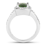 Bids.com 1.67 Carat Genuine Chrome Diopside & White Topaz .925 Sterling Silver Ring Rings White Smoke size 5.00,size 10.00,size 6.00,size 7.00,size 8.00,size 9.00
