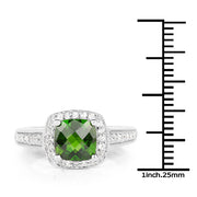 Bids.com 1.67 Carat Genuine Chrome Diopside & White Topaz .925 Sterling Silver Ring Rings White Smoke size 5.00,size 10.00,size 6.00,size 7.00,size 8.00,size 9.00
