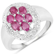 Bids.com 1.54 Carat Genuine Ruby .925 Sterling Silver Ring Rings White Smoke size 6.00,size 7.00,size 8.00,size 9.00,size 10.00,size 5.00,size 5.50