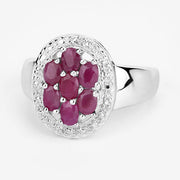 Bids.com 1.54 Carat Genuine Ruby .925 Sterling Silver Ring Rings White Smoke size 6.00,size 7.00,size 8.00,size 9.00,size 10.00,size 5.00,size 5.50
