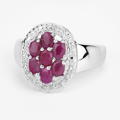 Bids.com 1.54 Carat Genuine Ruby .925 Sterling Silver Ring Rings White Smoke size 6.00,size 7.00,size 8.00,size 9.00,size 10.00,size 5.00,size 5.50