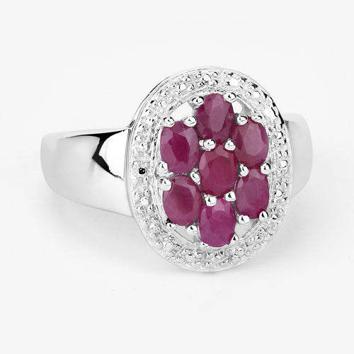 Bids.com 1.54 Carat Genuine Ruby .925 Sterling Silver Ring Rings White Smoke size 6.00,size 7.00,size 8.00,size 9.00,size 10.00,size 5.00,size 5.50