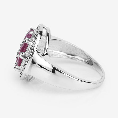 Bids.com 1.54 Carat Genuine Ruby .925 Sterling Silver Ring Rings White Smoke size 6.00,size 7.00,size 8.00,size 9.00,size 10.00,size 5.00,size 5.50