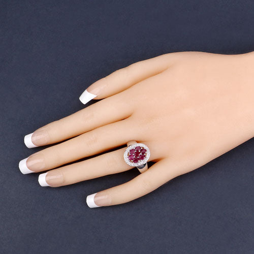 Bids.com 1.54 Carat Genuine Ruby .925 Sterling Silver Ring Rings Peach Puff size 6.00,size 7.00,size 8.00,size 9.00,size 10.00,size 5.00,size 5.50