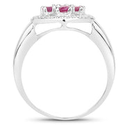 Bids.com 1.54 Carat Genuine Ruby .925 Sterling Silver Ring Rings White Smoke size 6.00,size 7.00,size 8.00,size 9.00,size 10.00,size 5.00,size 5.50