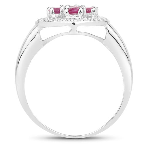 Bids.com 1.54 Carat Genuine Ruby .925 Sterling Silver Ring Rings White Smoke size 6.00,size 7.00,size 8.00,size 9.00,size 10.00,size 5.00,size 5.50