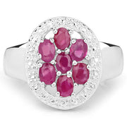 Bids.com 1.54 Carat Genuine Ruby .925 Sterling Silver Ring Rings White Smoke size 6.00,size 7.00,size 8.00,size 9.00,size 10.00,size 5.00,size 5.50