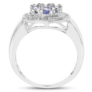 Bids.com 1.19 Carat Genuine Tanzanite .925 Sterling Silver Ring Rings White Smoke size 6.00,size 7.00,size 8.00,size 9.00,size 5.00,size 10.00