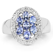 Bids.com 1.19 Carat Genuine Tanzanite .925 Sterling Silver Ring Rings White Smoke size 6.00,size 7.00,size 8.00,size 9.00,size 5.00,size 10.00
