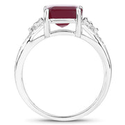 Bids.com 4.49 Carat Glass Filled Ruby and White Topaz .925 Sterling Silver Ring Rings White Smoke size 8.00,size 9.00,size 5.00,size 6.00,size 7.00