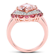 Bids.com 14K Rose Gold Plated 3.11 Carat Genuine Morganite, Pink Tourmaline & White Topaz .925 Sterling Silver Ring Rings White Smoke size 6.00,size 7.00,size 8.00,size 9.00,size 7.50,size 5.00,size 10.00
