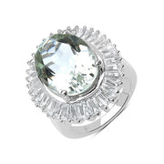 Bids.com 11.14 Carat Genuine Green Amethyst and White Topaz .925 Sterling Silver Ring Rings White Smoke size 6.00,size 7.00,size 8.00,size 9.00,size 10.00