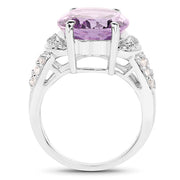 Bids.com 8.98 Carat Genuine Amethyst & White Topaz .925 Sterling Silver Ring Rings White Smoke size 7.00,size 6.00,size 8.00,size 9.00,size 5.00