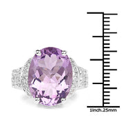Bids.com 8.98 Carat Genuine Amethyst & White Topaz .925 Sterling Silver Ring Rings White Smoke size 7.00,size 6.00,size 8.00,size 9.00,size 5.00