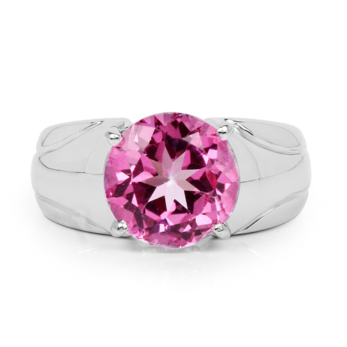 Bids.com 4.55 Carat Genuine Pink Topaz .925 Sterling Silver Ring Rings Light Gray size 7.00,size 6.00,size 8.00,size 9.00,size 5.00,size 10.00