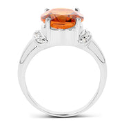 Bids.com 3.94 Carat Genuine Madeira Citrine & White Topaz .925 Sterling Silver Ring Rings White Smoke size 8.00,size 9.00,size 10.00,size 6.00,size 7.00,size 5.00
