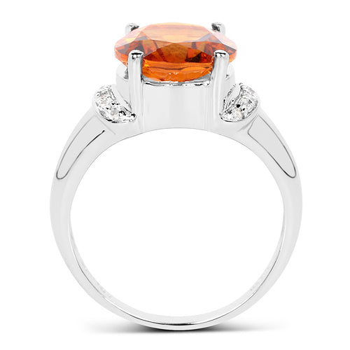 Bids.com 3.94 Carat Genuine Madeira Citrine & White Topaz .925 Sterling Silver Ring Rings White Smoke size 8.00,size 9.00,size 10.00,size 6.00,size 7.00,size 5.00