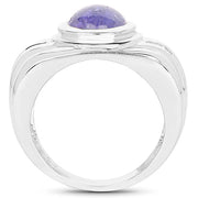 Bids.com 3.55 Carat Genuine Tanzanite .925 Sterling Silver Ring Rings White Smoke size 7.00,size 6.00,size 8.00,size 9.00