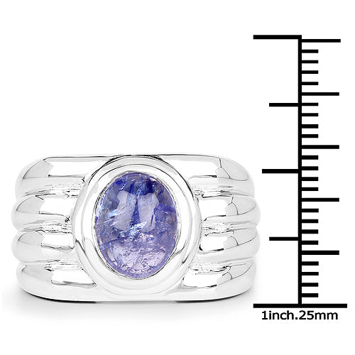 Bids.com 3.55 Carat Genuine Tanzanite .925 Sterling Silver Ring Rings White Smoke size 7.00,size 6.00,size 8.00,size 9.00