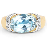 Bids.com 14K Yellow Gold Plated 6.56 Carat Genuine Blue Topaz and White Topaz .925 Sterling Silver Ring Rings White Smoke size 6.00,size 8.00,size 7.00