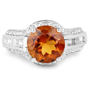 Bids.com 2.81 Carat Genuine Citrine and White Topaz .925 Sterling Silver Ring Rings White Smoke size 7.00,size 8.00,size 6.00,size 9.00,size 5.00