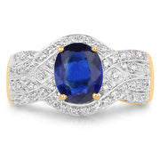 Bids.com 14K Yellow Gold Plated 2.56 Carat Genuine Kyanite and White Topaz .925 Sterling Silver Ring Rings White Smoke size 8.00,size 6.00,size 7.00,size 9.00