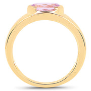 Bids.com 14K Yellow Gold Plated 2.40 Carat Genuine Kunzite .925 Sterling Silver Ring Rings White Smoke size 7.00,size 6.00,size 8.00,size 9.00