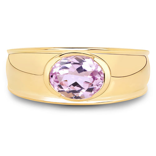 Bids.com 14K Yellow Gold Plated 2.40 Carat Genuine Kunzite .925 Sterling Silver Ring Rings Navajo White size 7.00,size 6.00,size 8.00,size 9.00
