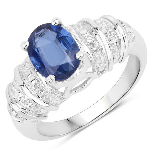 Bids.com 1.40 Carat Genuine Kyanite .925 Sterling Silver Ring Rings White Smoke size 5.00,size 7.00,size 9.00,size 10.00,size 6.00,size 8.00