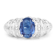 Bids.com 1.40 Carat Genuine Kyanite .925 Sterling Silver Ring Rings White Smoke size 5.00,size 7.00,size 9.00,size 10.00,size 6.00,size 8.00