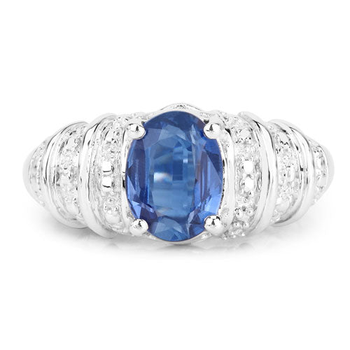 Bids.com 1.40 Carat Genuine Kyanite .925 Sterling Silver Ring Rings White Smoke size 5.00,size 7.00,size 9.00,size 10.00,size 6.00,size 8.00