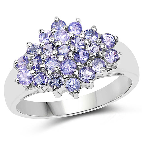 Bids.com 1.61 Carat Genuine Tanzanite .925 Sterling Silver Ring Rings White Smoke size 7.00,size 10.00,size 8.50,size 6.50,size 6.00,size 8.00,size 9.00