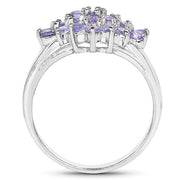 Bids.com 1.61 Carat Genuine Tanzanite .925 Sterling Silver Ring Rings White Smoke size 7.00,size 10.00,size 8.50,size 6.50,size 6.00,size 8.00,size 9.00