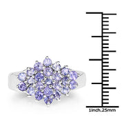 Bids.com 1.61 Carat Genuine Tanzanite .925 Sterling Silver Ring Rings White Smoke size 7.00,size 10.00,size 8.50,size 6.50,size 6.00,size 8.00,size 9.00