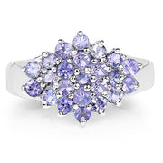 Bids.com 1.61 Carat Genuine Tanzanite .925 Sterling Silver Ring Rings White Smoke size 7.00,size 10.00,size 8.50,size 6.50,size 6.00,size 8.00,size 9.00