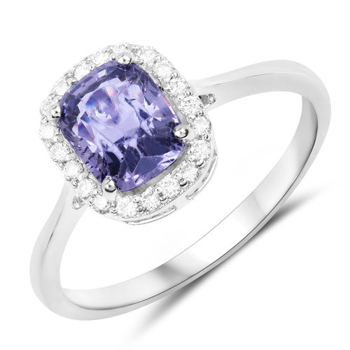 Bids.com 1.83 Carat Genuine Blue Spinel and White Diamond 14K White Gold Ring Rings White Smoke size 6.00,size 7.00,size 8.00