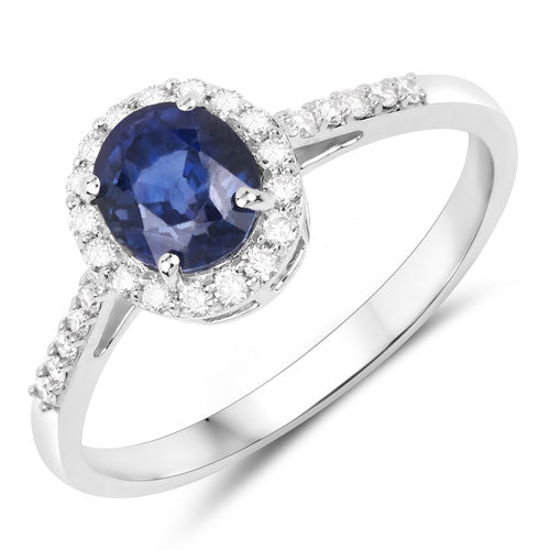 Bids.com 1.60 Carat Genuine Purple Blue Sapphire and White Diamond 14K White Gold Ring Rings White Smoke size 6.00,size 7.00,size 8.00