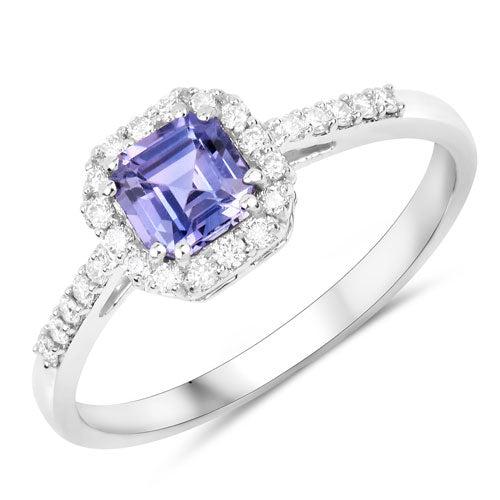 Bids.com 0.96 Carat Genuine Purple Pink Sapphire and White Diamond 14K White Gold Ring Rings White Smoke size 6.00,size 7.00,size 8.00